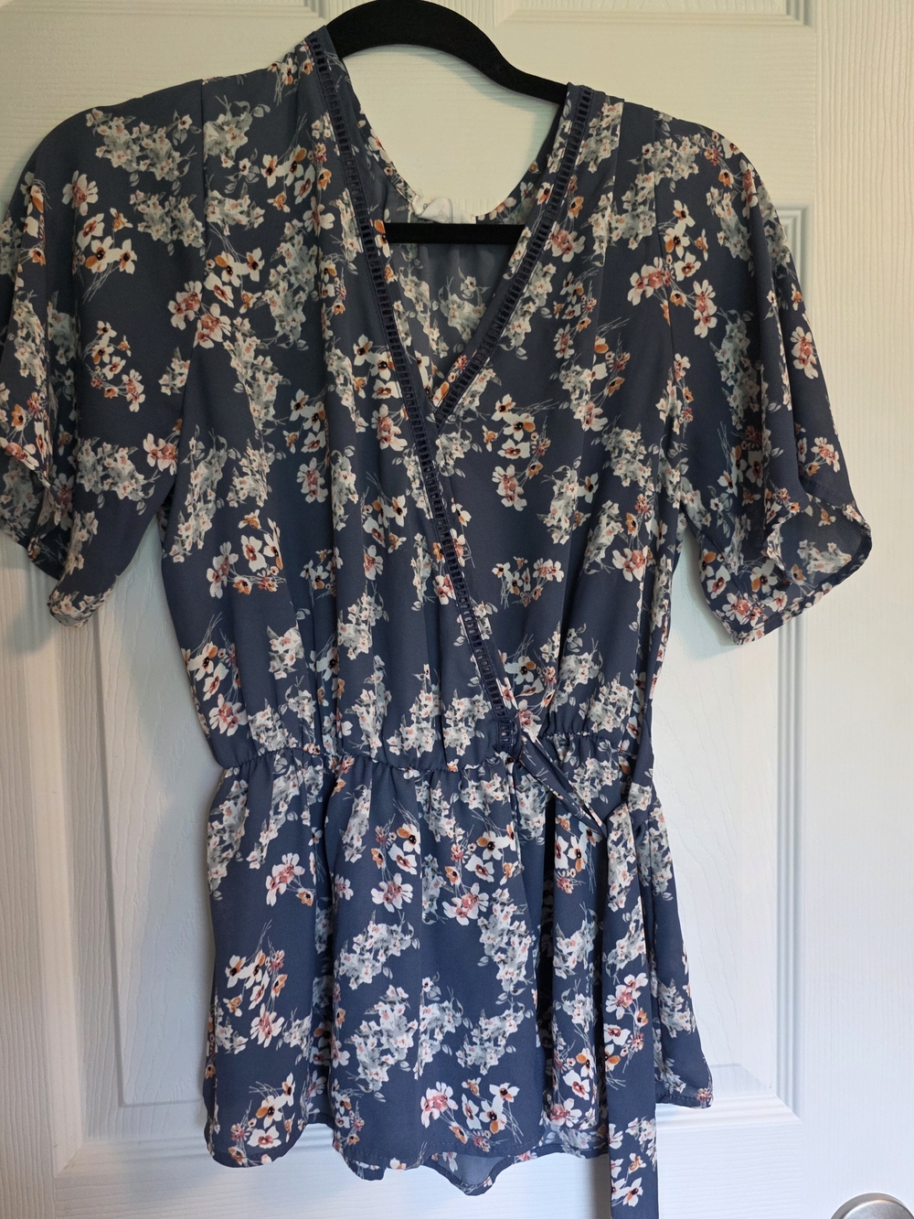 Sienna Sky Blue Floral Wrap Shirt
